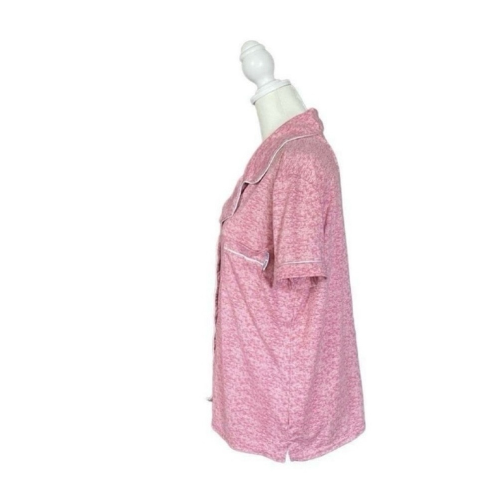 Nine West Sleepwear Pink & White Trim Button Down Short Sleeve Top Sz Large - Picture 3 of 10